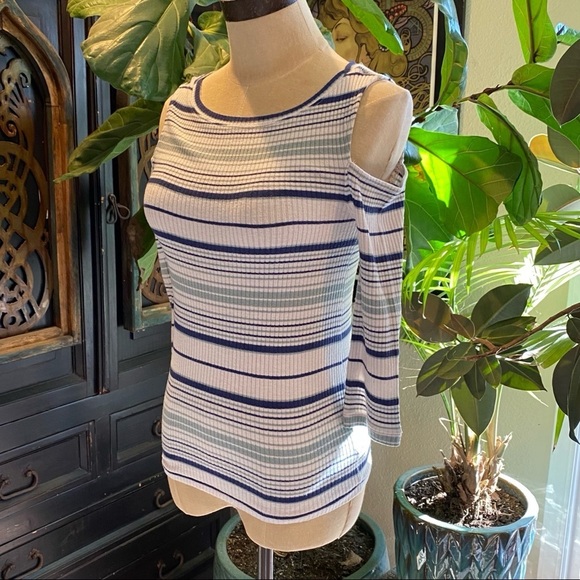 Free People Rory Striped Cold-Shoulder Top - Picture 4 of 14